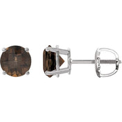 Platinum 7 mm Natural Smoky Quartz Stud Earrings