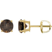 14K Yellow 8 mm Natural Smoky Quartz Stud Earrings