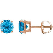 14K Rose 8 mm Natural Swiss Blue Topaz Stud Earrings