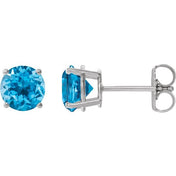 Platinum 7 mm Natural Swiss Blue Topaz Stud Earrings