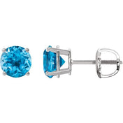 Sterling Silver 8 mm Natural Swiss Blue Topaz Stud Earrings