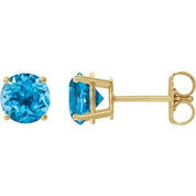 14K Yellow 8 mm Natural Swiss Blue Topaz Stud Earrings