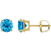 14K Yellow 7 mm Natural Swiss Blue Topaz Stud Earrings