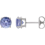 Platinum 7 mm Natural Tanzanite Stud Earrings
