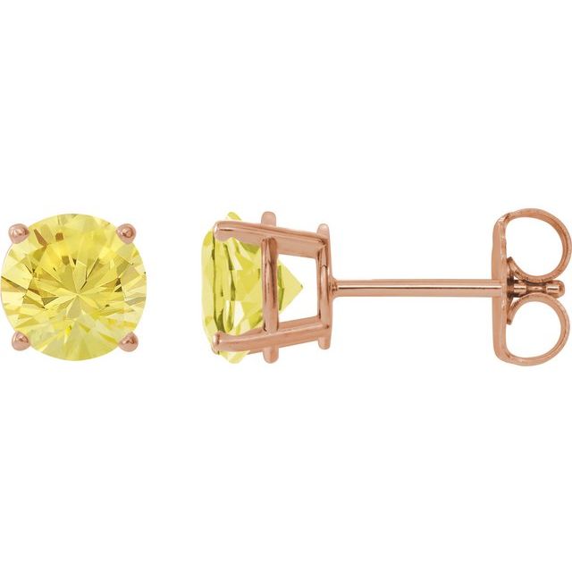 14K Rose Lab-Grown Yellow Sapphire 7 mm Stud Earrings - Elegant Jewelry