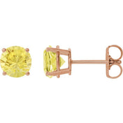 14K Rose 8 mm Lab-Grown Yellow Sapphire Stud Earrings