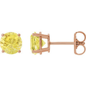 14K Rose 8 mm Lab-Grown Yellow Sapphire Stud Earrings
