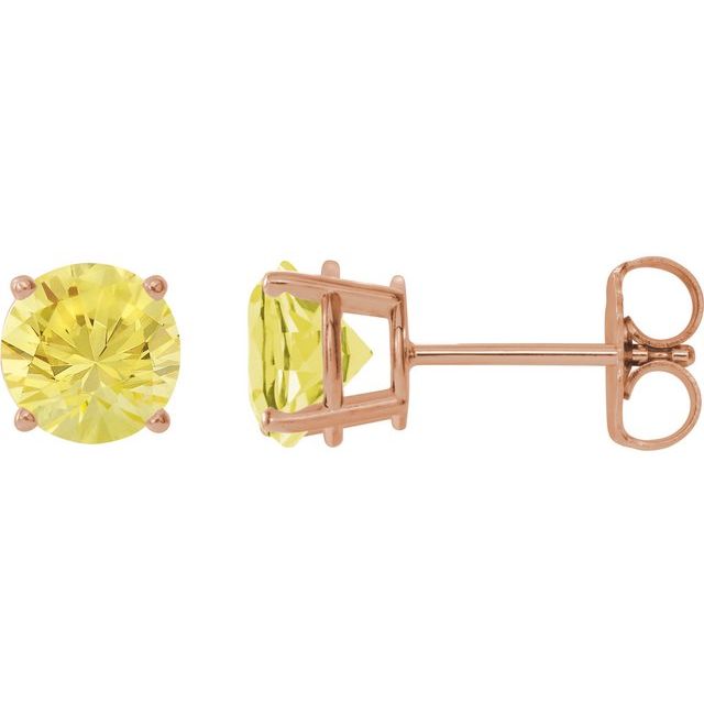 14K Rose 8 mm Lab-Grown Yellow Sapphire Stud Earrings