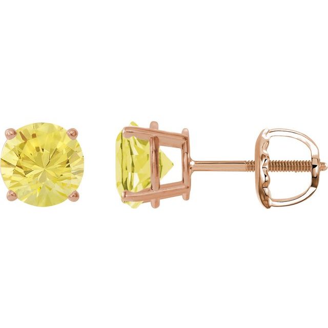 14K Rose 8 mm Lab-Grown Yellow Sapphire Stud Earrings