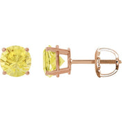 14K Rose 7 mm Lab-Grown Yellow Sapphire Stud Earrings