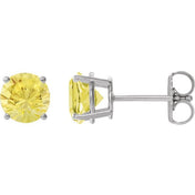 Platinum 7 mm Lab-Grown Yellow Sapphire Stud Earrings