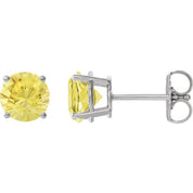 Platinum 8 mm Lab-Grown Yellow Sapphire Stud Earrings