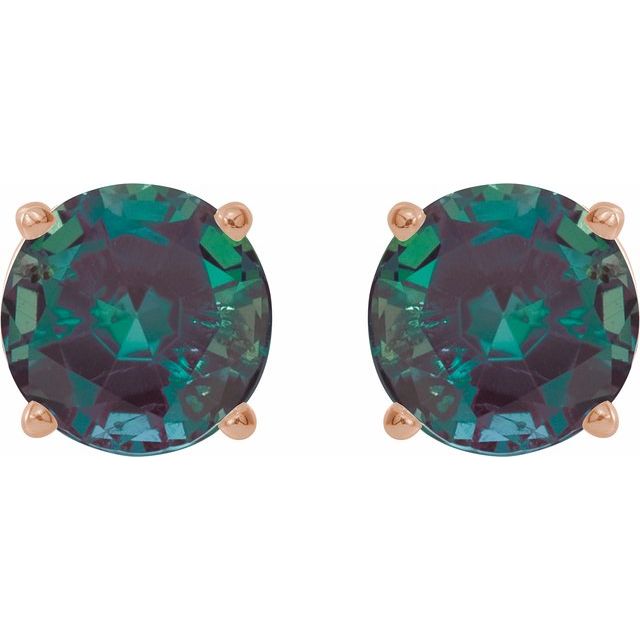 14K Rose 7 mm Lab-Grown Alexandrite Stud Earrings