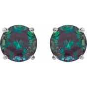 Sterling Silver 7 mm Lab-Grown Alexandrite Stud Earrings