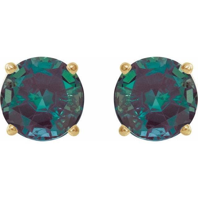 14K Yellow 8 mm Lab-Grown Alexandrite Stud Earrings