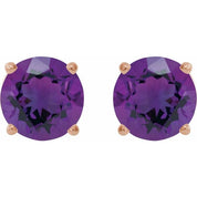 14K Rose 8 mm Natural Amethyst Stud Earrings