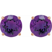 14K Rose 6 mm Natural Amethyst Stud Earrings