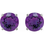 Platinum 6 mm Natural Amethyst Stud Earrings