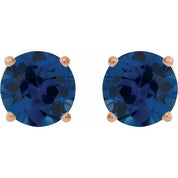 14K Rose 8 mm Lab-Grown Blue Sapphire Stud Earrings