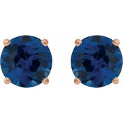 14K Rose 6 mm Lab-Grown Blue Sapphire Stud Earrings