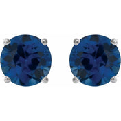 Sterling Silver 7 mm Lab-Grown Blue Sapphire Stud Earrings