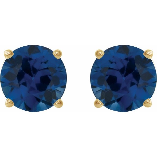 14K Yellow 5 mm Lab-Grown Blue Sapphire Stud Earrings
