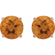 14K Rose 8 mm Natural Citrine Stud Earrings