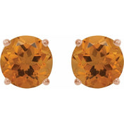 14K Rose 8 mm Natural Citrine Stud Earrings