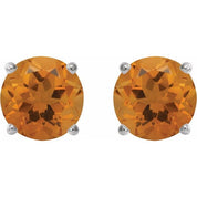 Sterling Silver 8 mm Natural Citrine Stud Earrings