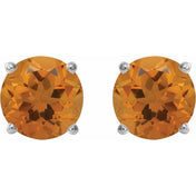 14K White 6 mm Natural Citrine Stud Earrings
