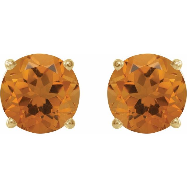 14K Yellow 8 mm Natural Citrine Stud Earrings