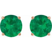 14K Rose 5 mm Natural Emerald Stud Earrings