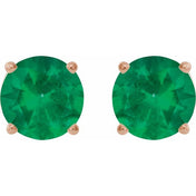 14K Rose 6 mm Lab-Grown Emerald Stud Earrings