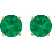 14K Yellow 6 mm Lab-Grown Emerald Stud Earrings