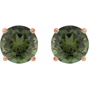 14K Rose 6 mm Natural Green Tourmaline Stud Earrings