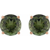 14K Rose 6 mm Natural Green Tourmaline Stud Earrings