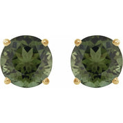 14K Yellow 6 mm Natural Green Tourmaline Stud Earrings
