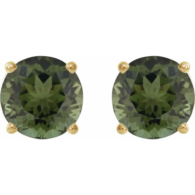 14K Yellow 6 mm Natural Green Tourmaline Stud Earrings