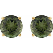 14K Yellow 6 mm Natural Green Tourmaline Stud Earrings