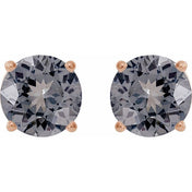 14K Rose 6 mm Natural Gray Spinel Stud Earrings