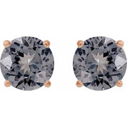 14K Rose 6 mm Natural Gray Spinel Stud Earrings