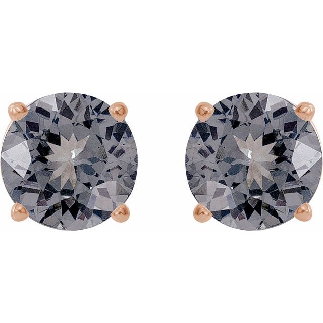 14K Rose 6 mm Natural Gray Spinel Stud Earrings
