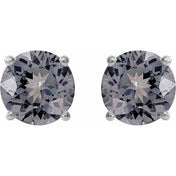 14K White 6 mm Natural Gray Spinel Stud Earrings
