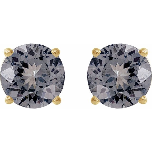 14K Yellow 6 mm Natural Gray Spinel Stud Earrings