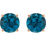 14K Rose 8 mm Natural London Blue Topaz Stud Earrings