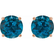 14K Rose 6 mm Natural London Blue Topaz Stud Earrings