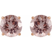 14K Rose 7 mm Natural Pink Morganite Stud Earrings