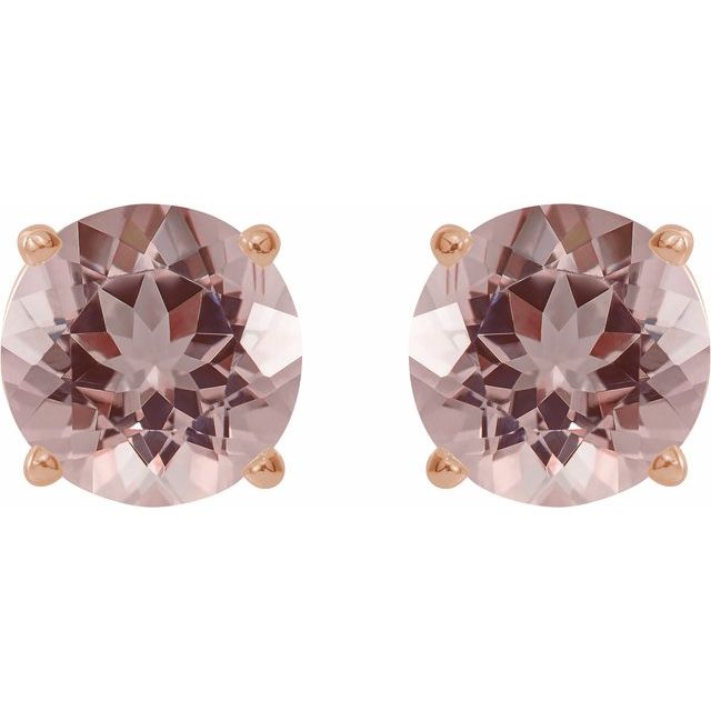 14K Rose 7 mm Natural Pink Morganite Stud Earrings