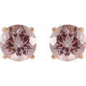 14K Rose 6 mm Natural Pink Morganite Stud Earrings