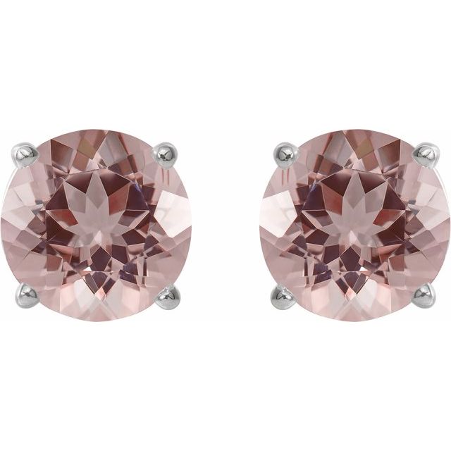 Sterling Silver 6 mm Natural Pink Morganite Stud Earrings